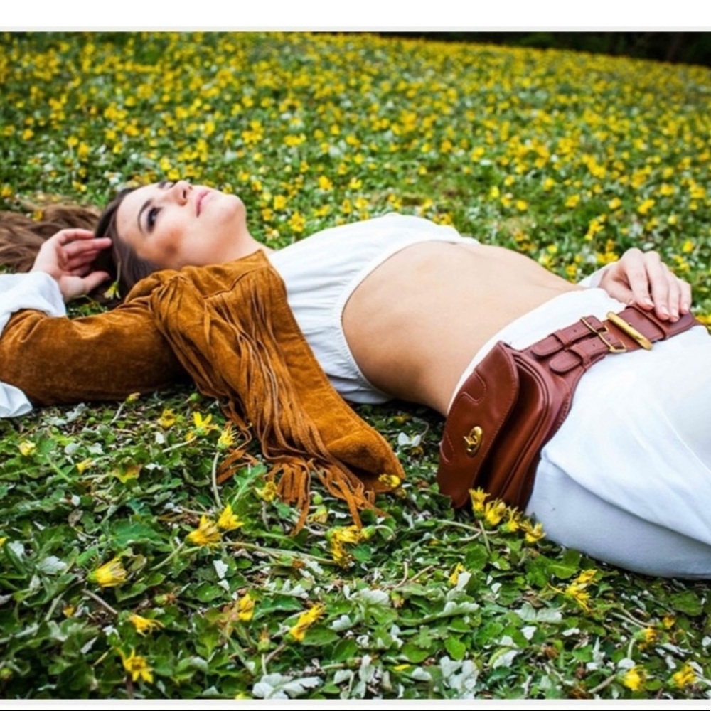 Leather double Fanny pack belt bag